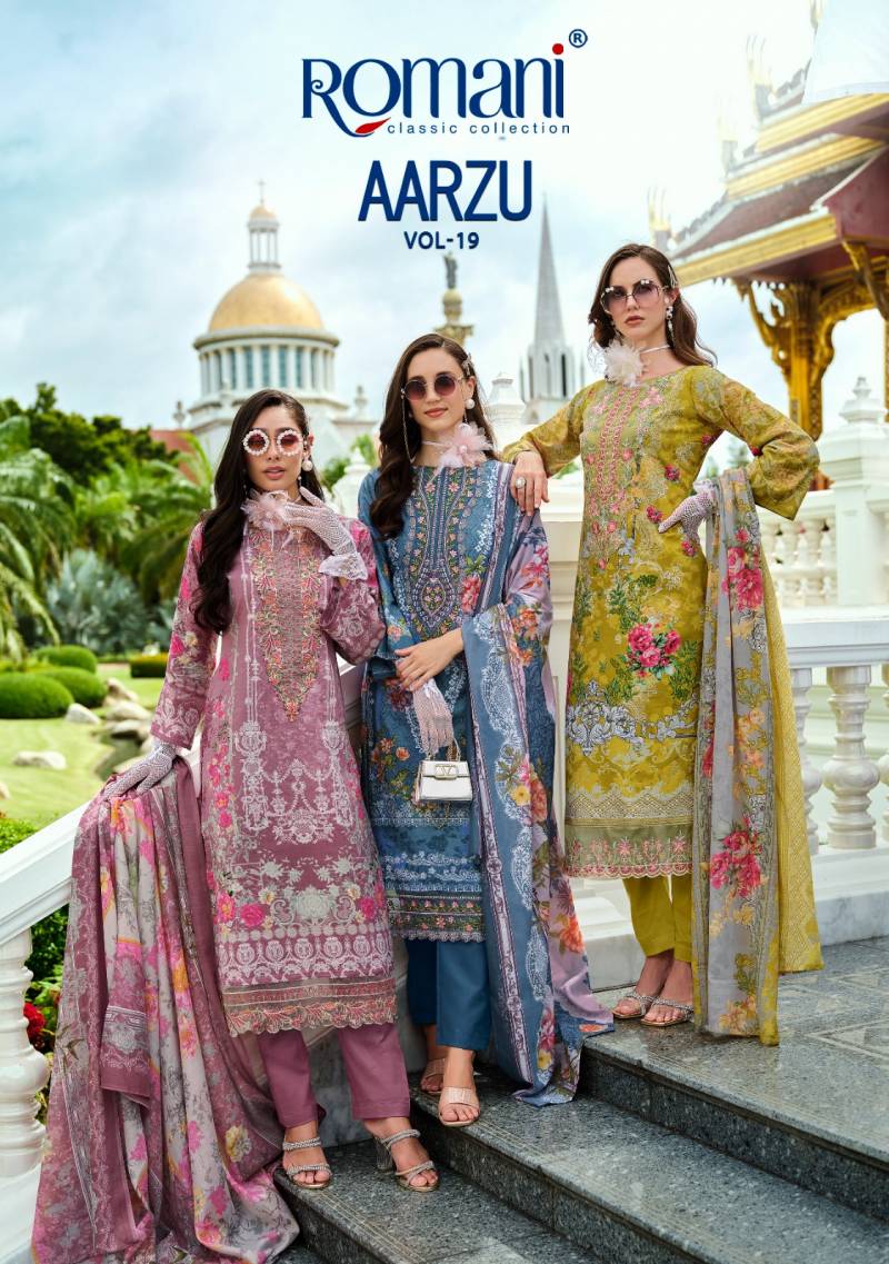 Romani Aarzu Vol 19 Soft Cotton Printed Dress Material Collection