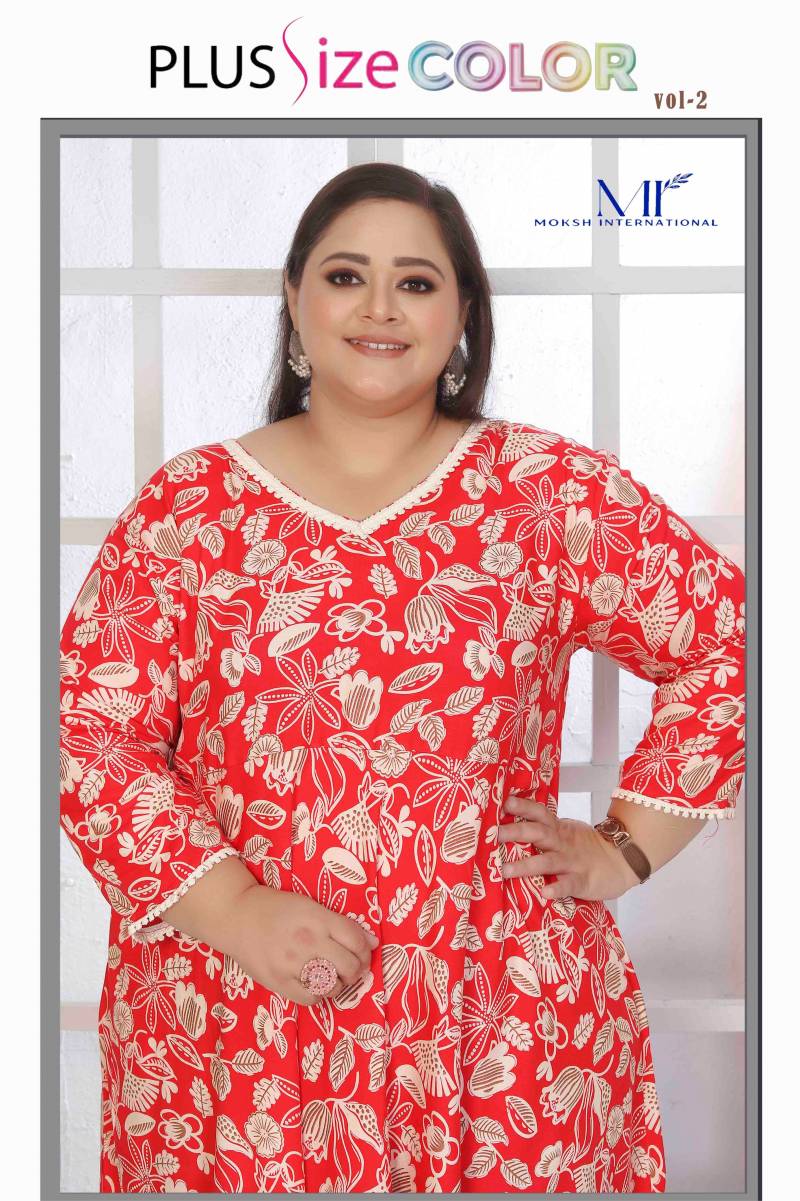 Moksh Plus Size Color Vol 2 Printed Long Kurti Collection