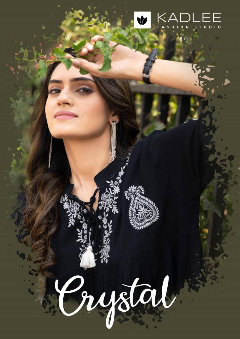 Kadlee Crystal Wrinkle Fancy Thread Work Ladies Tops Collection