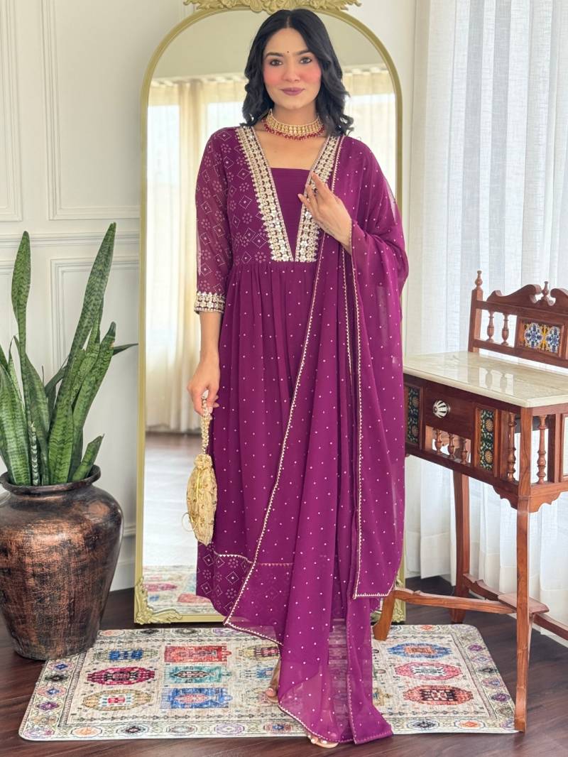 Satavira Wine 01 Georgette Kurti Bottom With Dupatta Collection