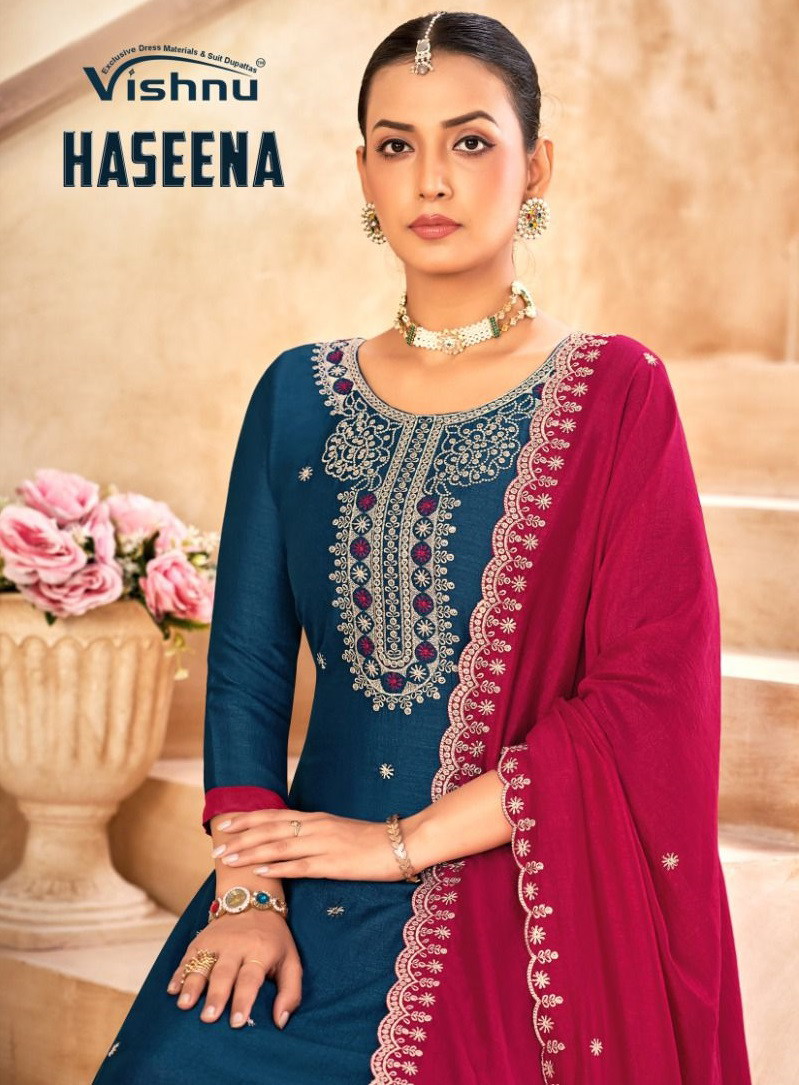 Vishnu Haseena Vichitra Silk Designer Dress Material Collection