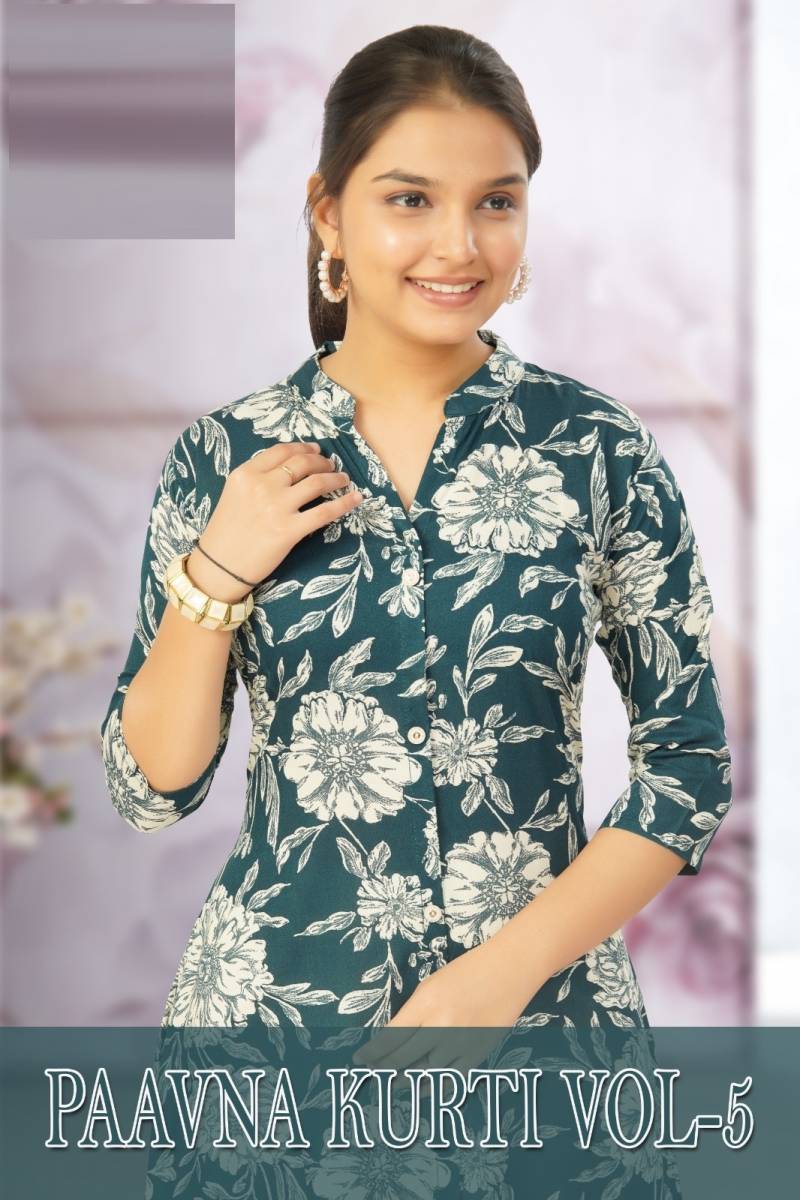 Paavna Kurti Vol 5 Rayon Printed Readymade Girls Kurtis