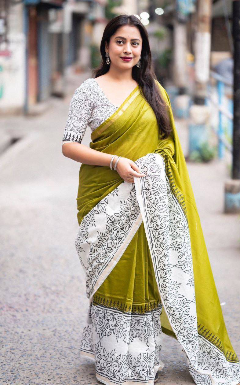 Scmd Anokhi D Printed Linen Cotton Saree Collection