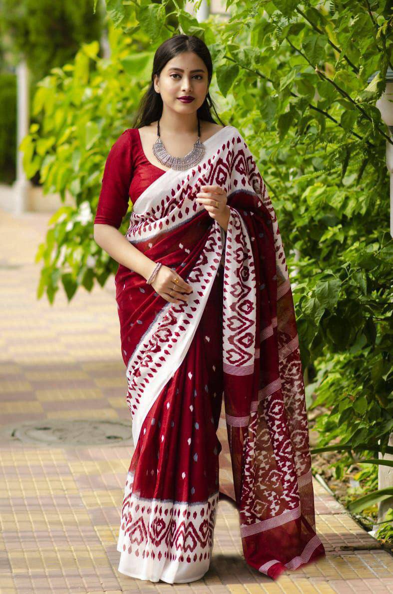 Scmd Anokhi A Printed Linen Cotton Saree Collection