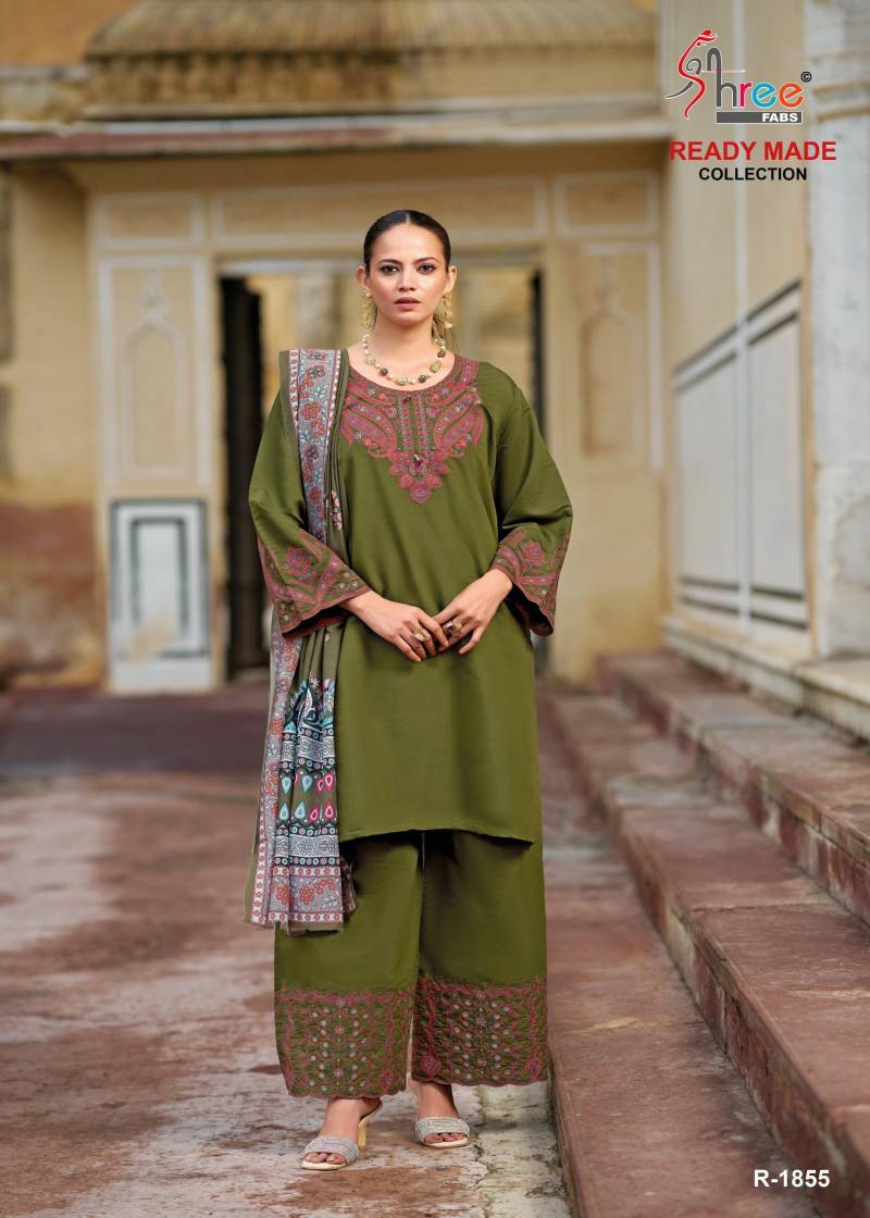 Shree R 1855 Cambric Cotton Pakistani Ready Made Salwar Suits