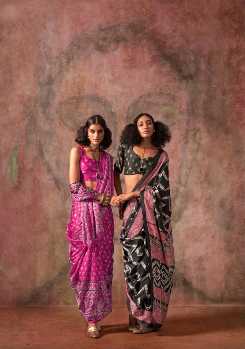 Rajtex Khoj Ajrakh Printed Satin Designer Saree Collection