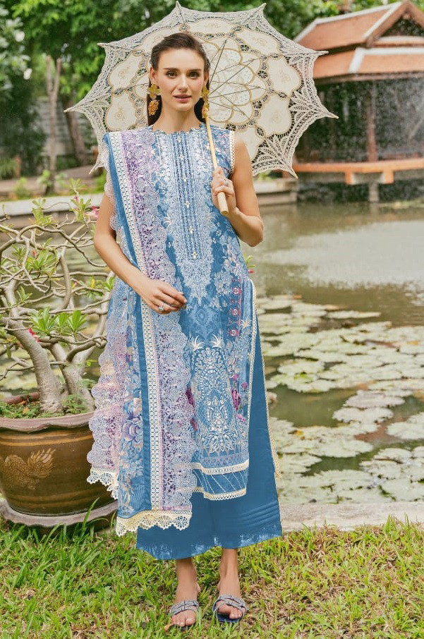 Taj 601 And 602 Pakistani Salwar Suits Chiffon Dupatta