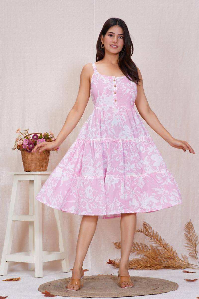 Nityaa F 02 Cotton Strap Stylish Beach Wear Midi Dress Collection