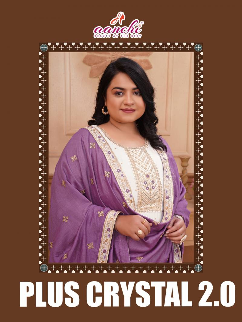 Aanchi Plus Crystal 2 Vichitra Silk Plus Size Kurti Bottom With Dupatta