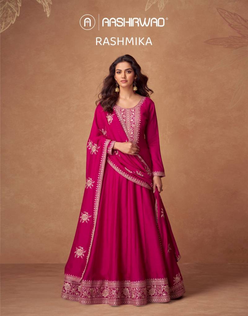 Aashirwad Rashmika Silk Designer Gown With Dupatta Collection