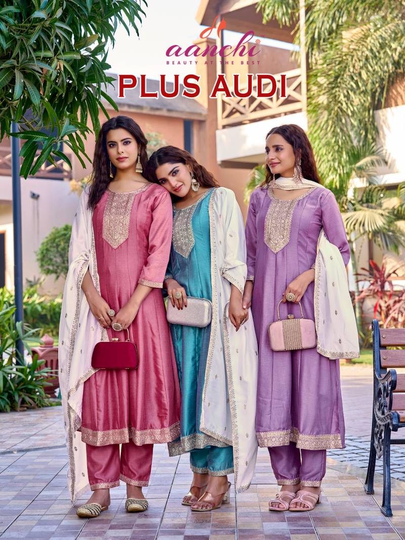 Aanchi Plus Audi Vichitra Silk Anarkali Kurti Bottom With Dupatta