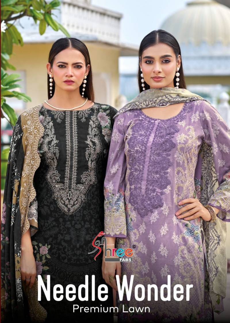 Shree Needle Wonder Premium Cotton Salwar Suits Chiffon Dupatta