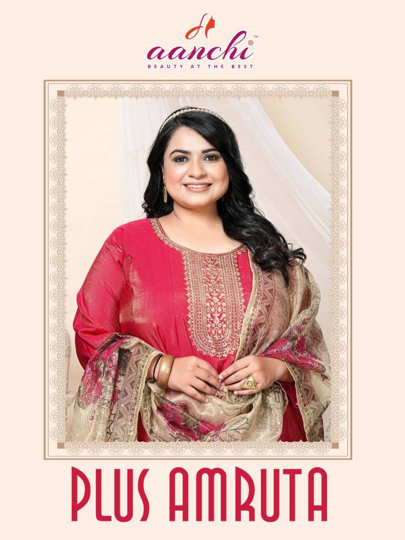 Aanchi Plus Amruta Roman Silk Plus Size Kurti Bottom With Dupatta