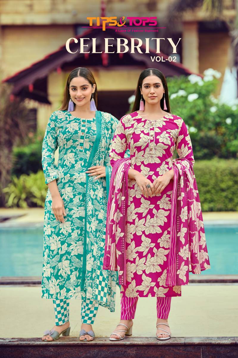 Tips And Tops Celebrity Vol 2 Printed Kurti Bottom With Dupatta Collection