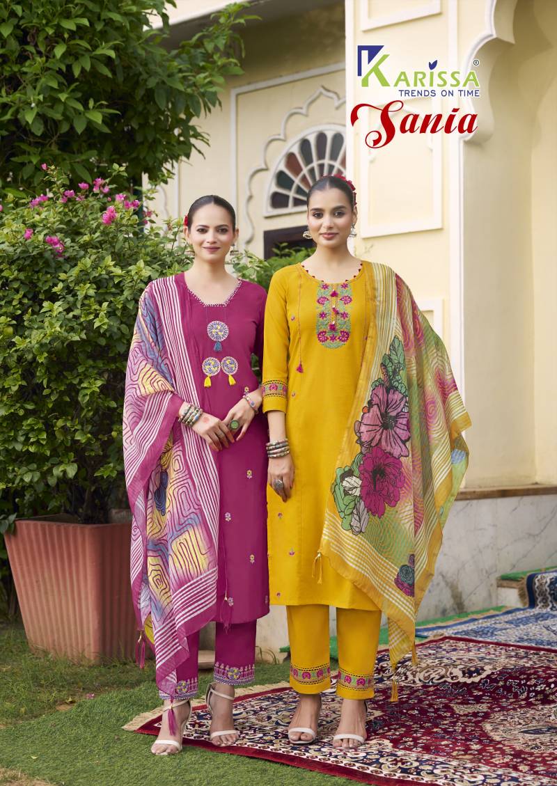 Karissa Sania Thread Work Kurti Bottom With Dupatta Collection