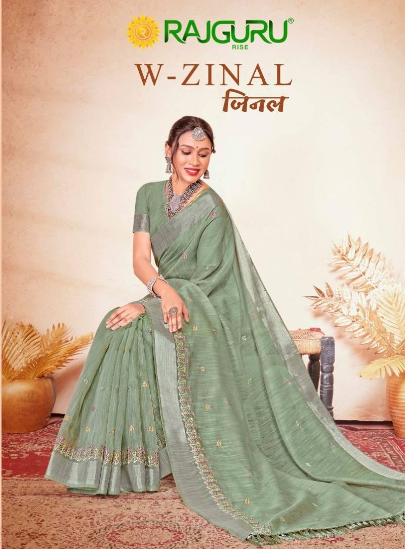 Rajguru Zinal Cotton Embroidery Work Saree Collection