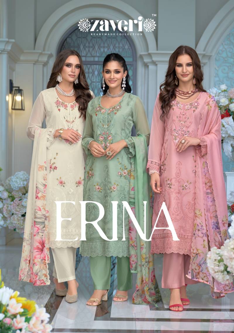 Zaveri Erina Organza Designer Readymade Salwar Suits Collection