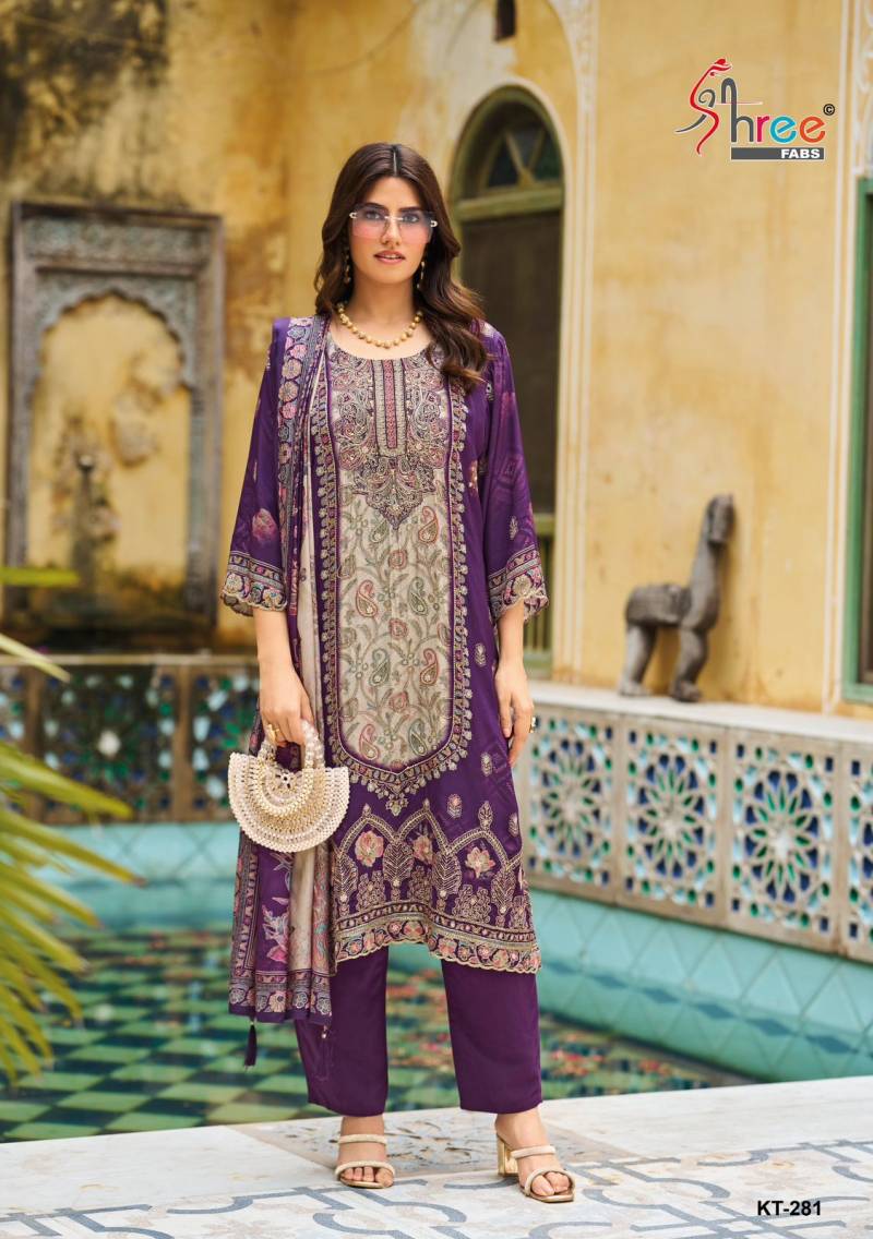 Shree Kt 281 Viscose Maslin Embroidery Work Pakistani Suits Collection
