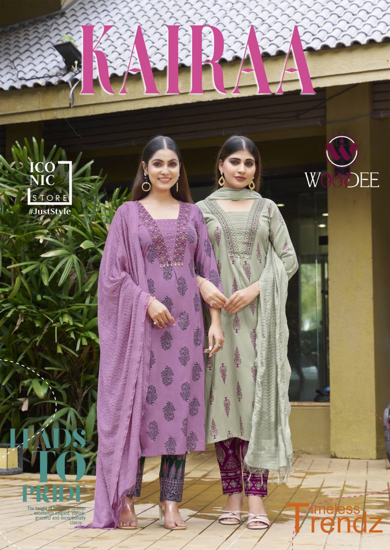 Woodee Kairaa Printed Designer Kurti Bottom With Dupatta Collection