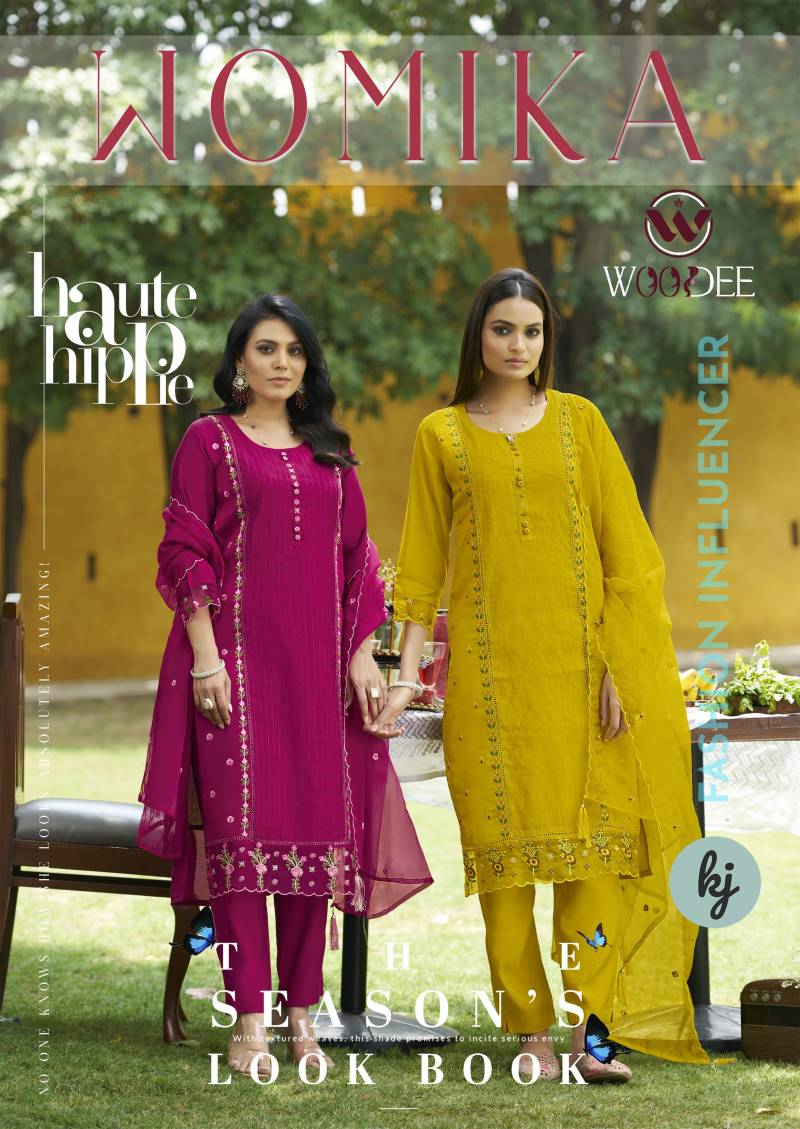 Woodee Womika Roman Silk Designer Kurti Bottom With Dupatta Set