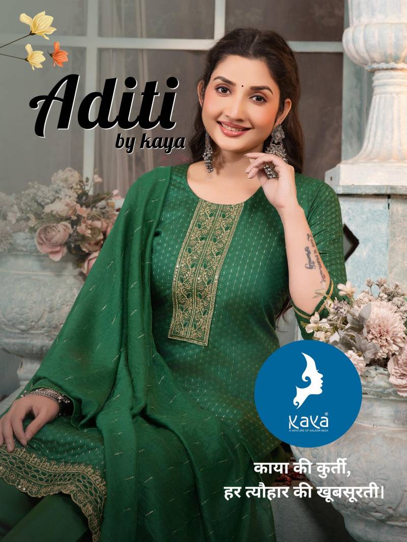 Kaya Aditi Chanderi Designer Kurti Bottom With Dupatta Collection