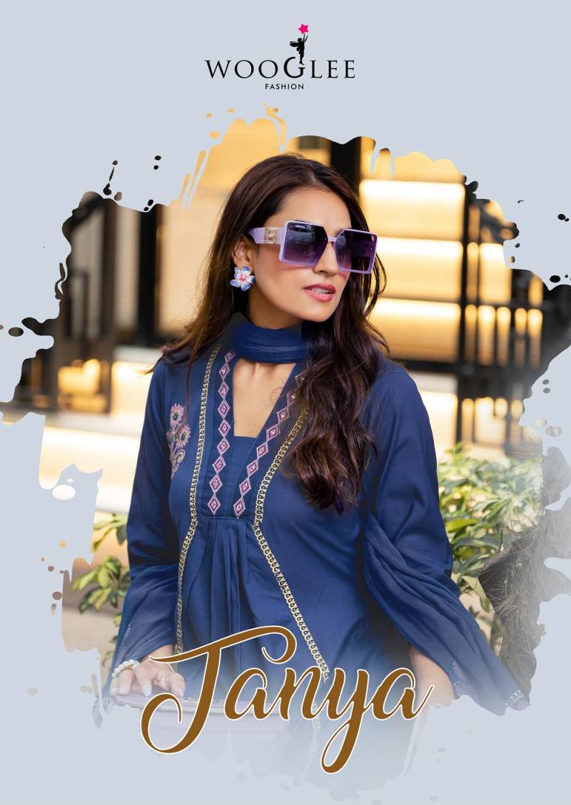 Wooglee Tanya Cotton Anarkali Style Long Kurti Bottom With Dupatta