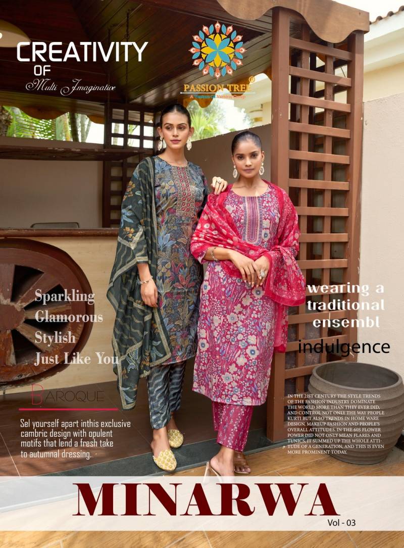 Passion Tree Minarwa Vol 3 Printed Kurti Pant With Dupatta Collection