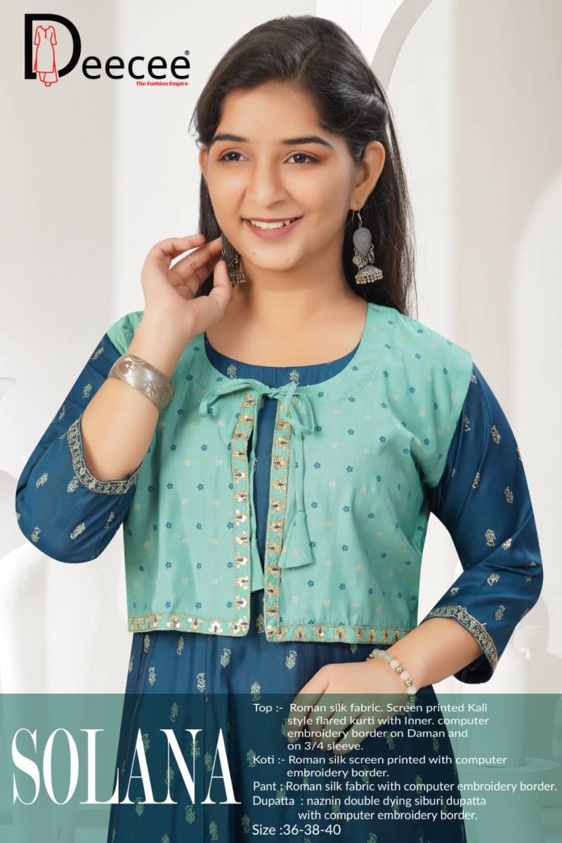 Deecee Solana Silk Printed Readymade Kids Girls Dress Collection