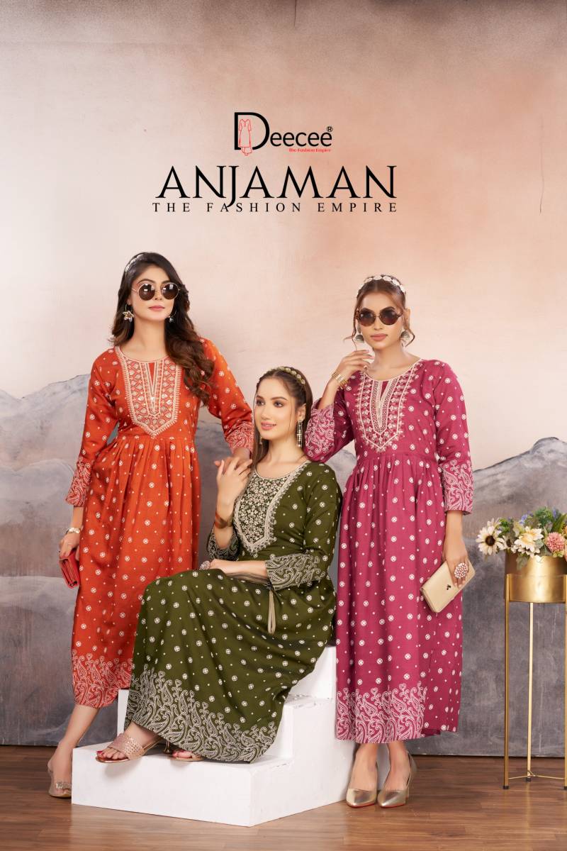 Deecee Anjaman Vartican Flared Long Anarkali Kurtis Collection
