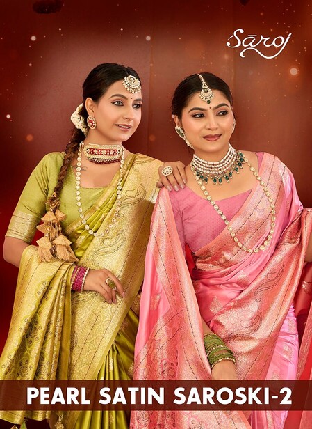 Saroj Pearl Satin Saroski Vol 2 Premium Silk Wedding Saree Collection