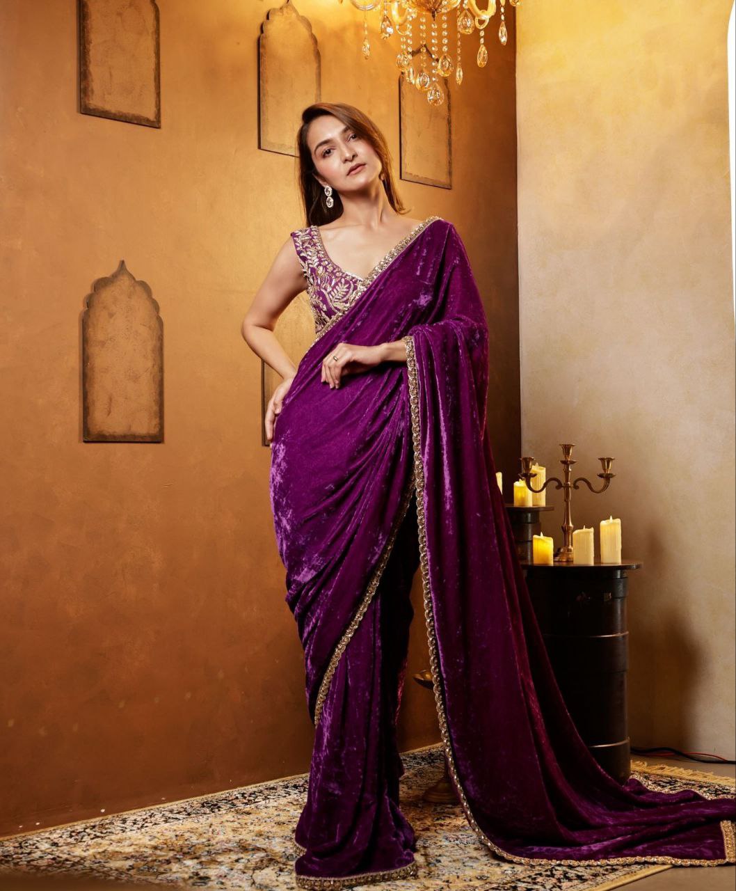 Bt 7136 Heavy Viscose Velvet Sequence Designer Saree Collection