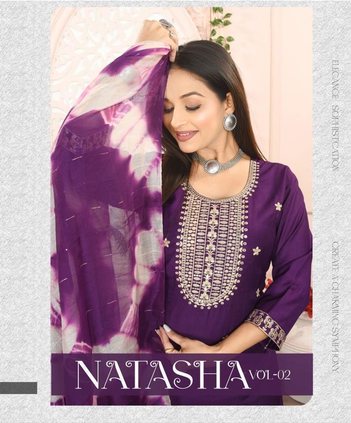 Natasha Vol 2 Embroidery Kurti Pant And Dupatta Collection