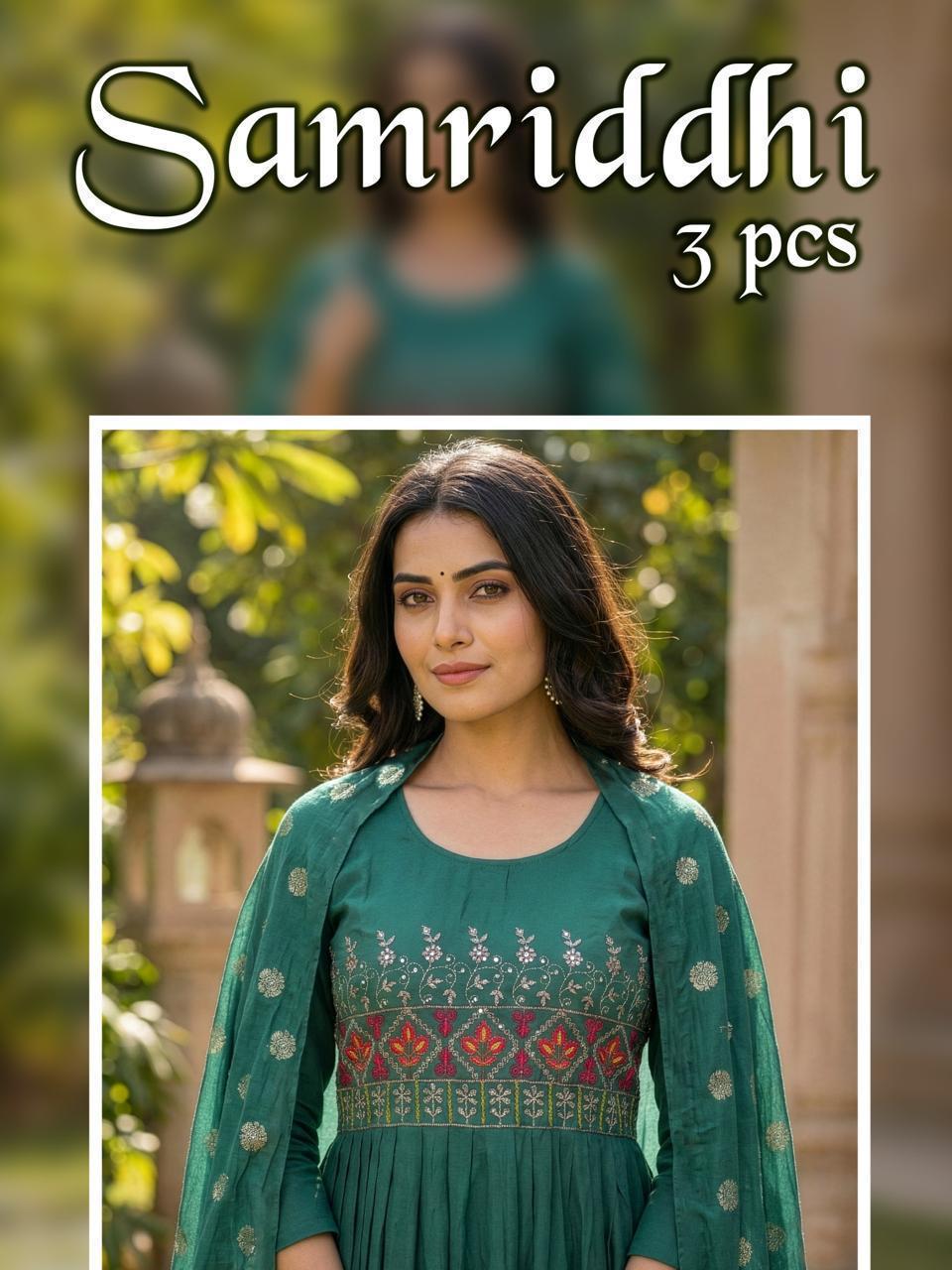 Samriddhi Vol 1 Roman Silk Anarkali Kurti Pant Set With Dupatta