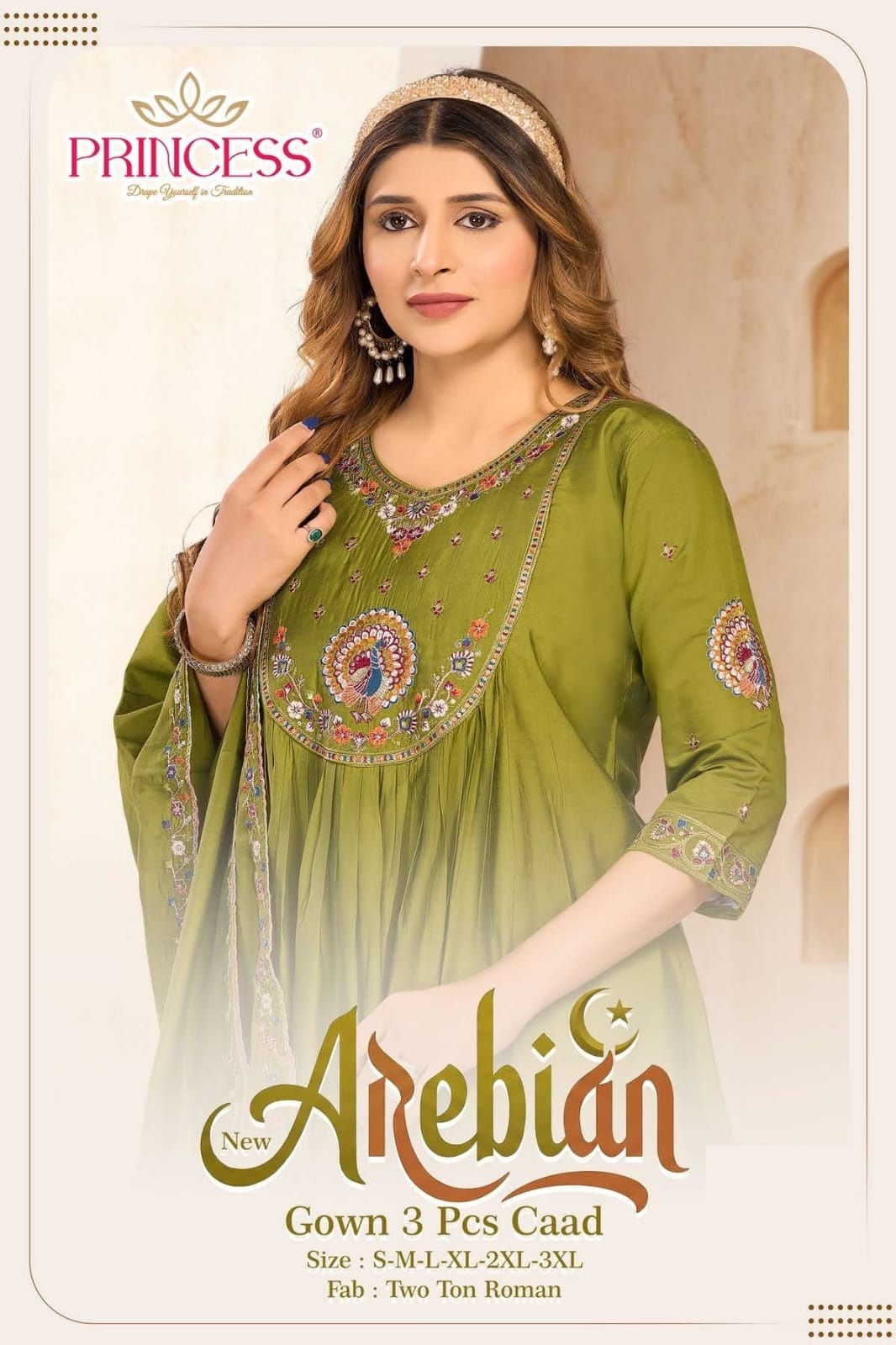 Princess New Arebian Roman Anarkali Kurti Pant With Dupatta Set