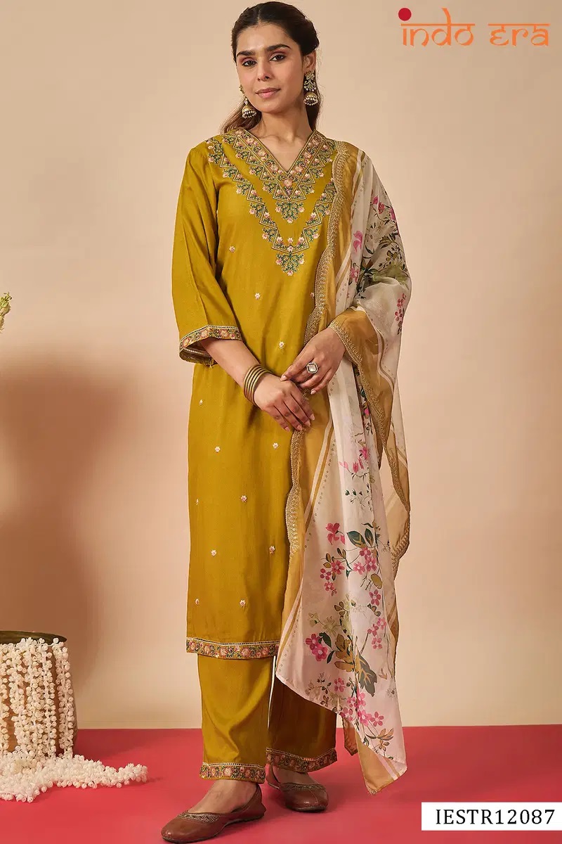 Indo Era 2597 Embroidered Kurti Pant And Dupatta Collection