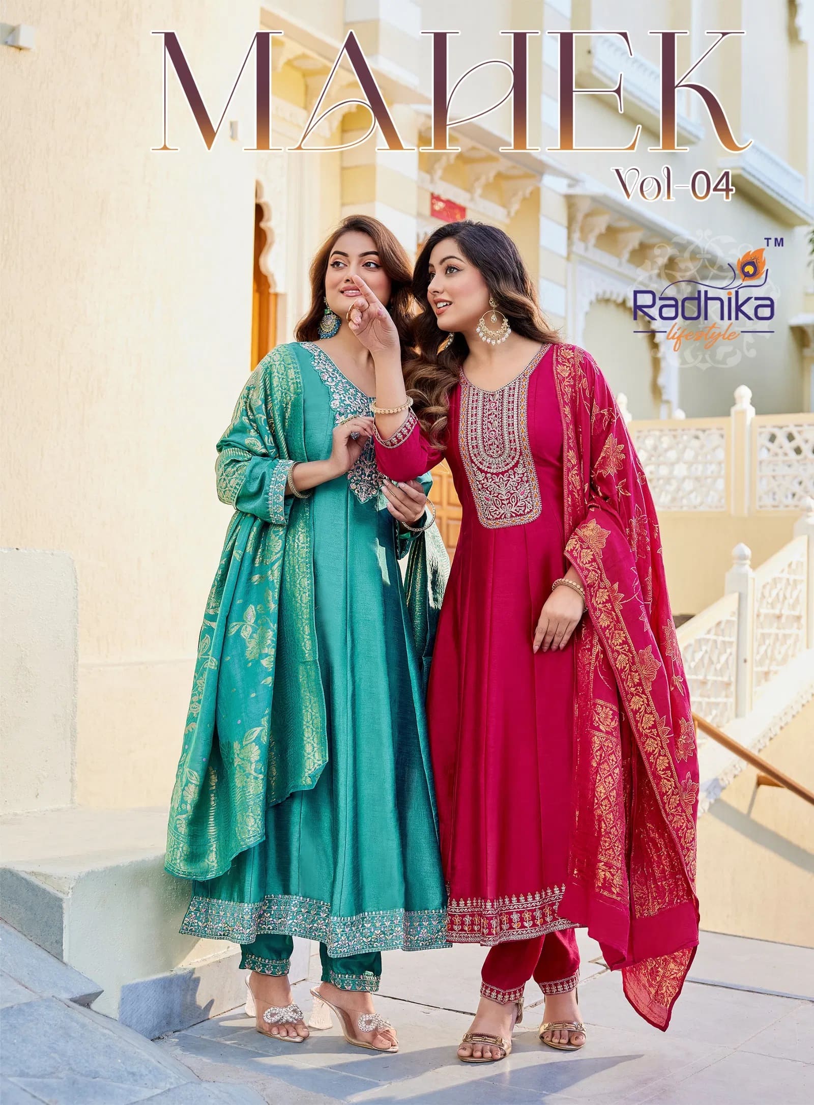 Radhika Mehak Vol 4 Vichitra Silk Anarkali Kurti Pant And Dupatta