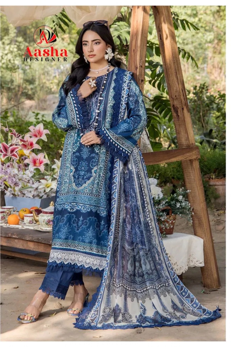 Aasha 1201 Cotton Printed Pakistani Salwar Suits Collection