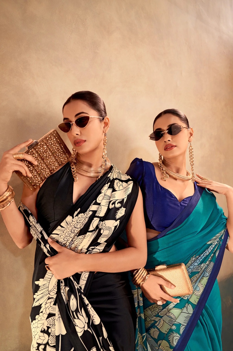 Taraa L 7208 Kalamkari Printed Silk Saree Collection