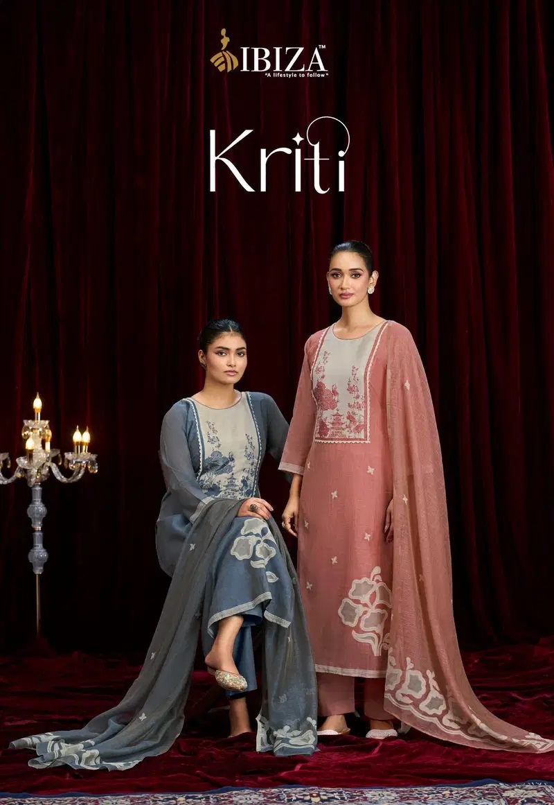 Ibiza Kriti Linen Cotton Hand Work Dress Material Collection