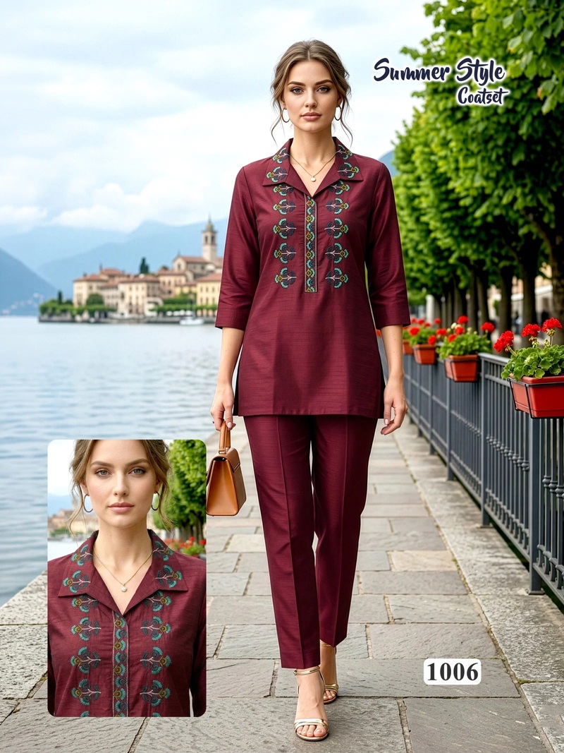 Summer Style Vol 8 Vartican Silk Embroidered Trendy Co Ord Set